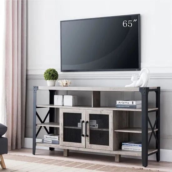 Tv Stand Industrial Rustic Entertainment Center For 65 Inch Tv, 33' Tall  Wood Media Tv Console Cabinet Table W/soundbar Shelf & 2' Wide Metal  X Frame For Living – China Tv Stand, X Frame | Throughout Wide Entertainment Centers (Photo 11 of 15)