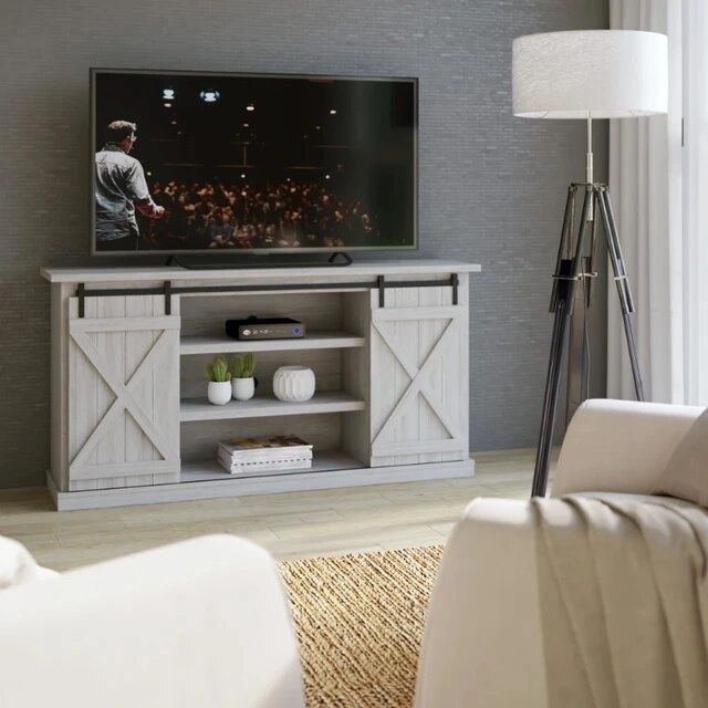 Twin Star Home Modern Farmhouse Tv Stand With Sliding Barn Doors For Tvs Up  To 70" , Sargent Oak Tv Cabinet – Aliexpress Intended For Modern Farmhouse Barn Tv Stands (View 12 of 15)