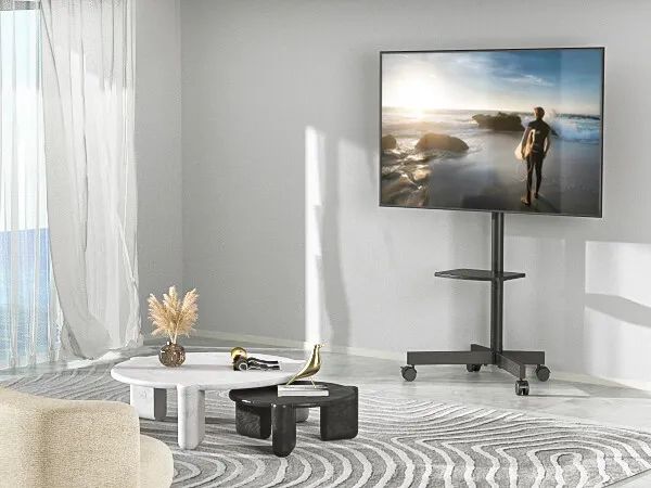 Universal Modern Rolling Tv Stand For 23 To 55 Inch Tvs With Sturdy Wheels  | Ebay For Modern Rolling Tv Stands (Photo 2 of 15)
