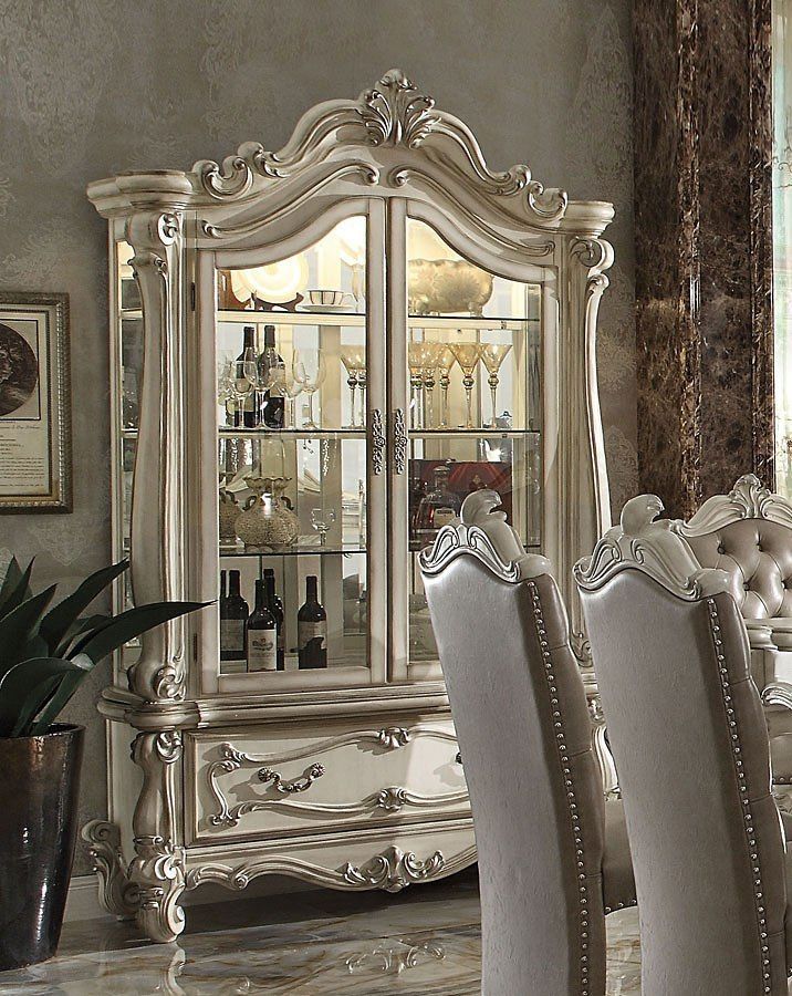 Versailles Curio Cabinet (bone White)acme Furniture | Furniturepick Pertaining To Versailles Console Cabinets (Photo 13 of 15)