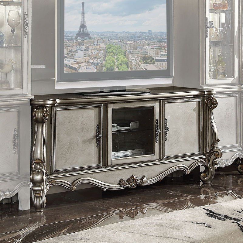 Versailles Tv Console (antique Platinum)acme Furniture | Furniturepick Within Versailles Console Cabinets (View 3 of 15)