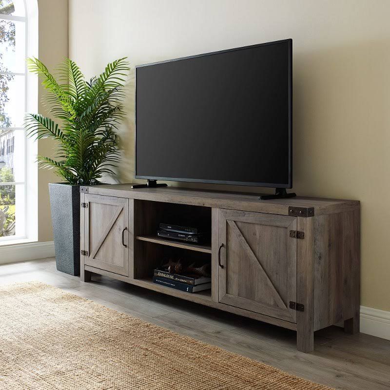 Walker Edison 70 In. Modern Farmhouse Tv Stand (grey Wash) W70bdsdgw Intended For Modern Farmhouse Barn Tv Stands (Photo 7 of 15)