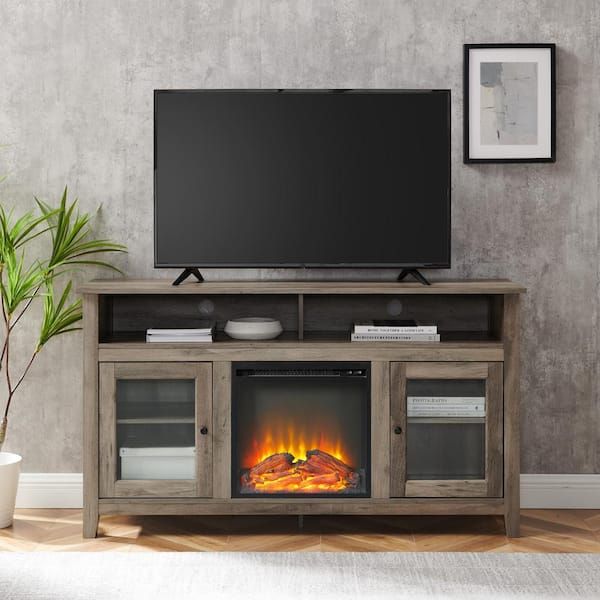 Walker Edison Furniture Company Modern Farmhouse Tall Electric Fireplace Tv  Stand For Tv's Up To 64 In (View 8 of 15)