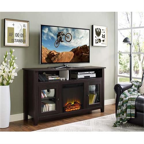 Walker Edison Highboy Fireplace Tv Stand For 60 Inch Screens Espresso  W58fp18hbes Inside Wood Highboy Fireplace Tv Stands (View 2 of 15)