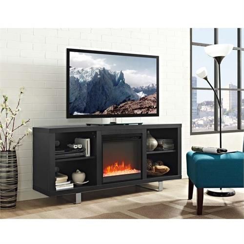 Walker Edison Simple Modern Fireplace Tv Stand (black) W58fp18smsb Pertaining To Modern Fireplace Tv Stands (Photo 10 of 15)