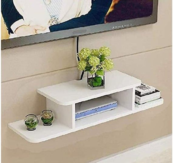 Wall Shelf For Set Top Box/wifi Router/t.v Entertainment Unit Gifts For Her  Floating Shelf Wall Shelf /set Top Box Holder White – Etsy For Top Shelf Mount Tv Stands (Photo 8 of 15)
