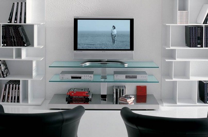 Wall Tv Stand Ideas For A Modern Living Room (wood And Glass Stands) In Glass Shelves Tv Stands (View 3 of 15)