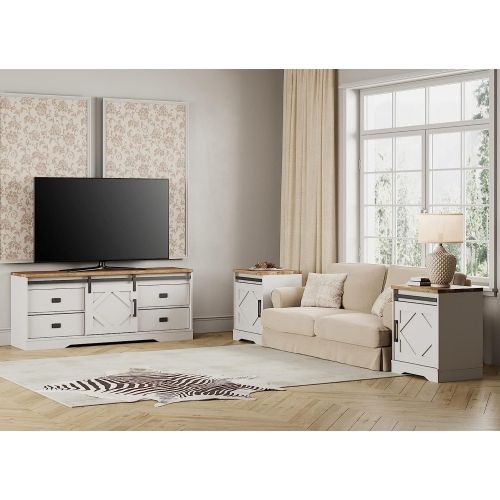 Wampat Modern Farmhouse Tv Stand For Up To 110" Tvs Wood Entertainment  Center Cabinet With Drawers And Adjustable Shelf For Living Room, Cream  White | Best Buy Canada With Regard To 110" Tvs Wood Tv Cabinet With Drawers (View 4 of 10)