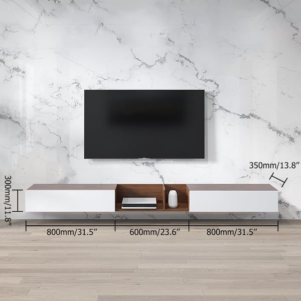 White Floating Tv Stand Wall Hung For Tv Up To 100 Inch | Homary Regarding Floating Stands For Tvs (View 14 of 15)