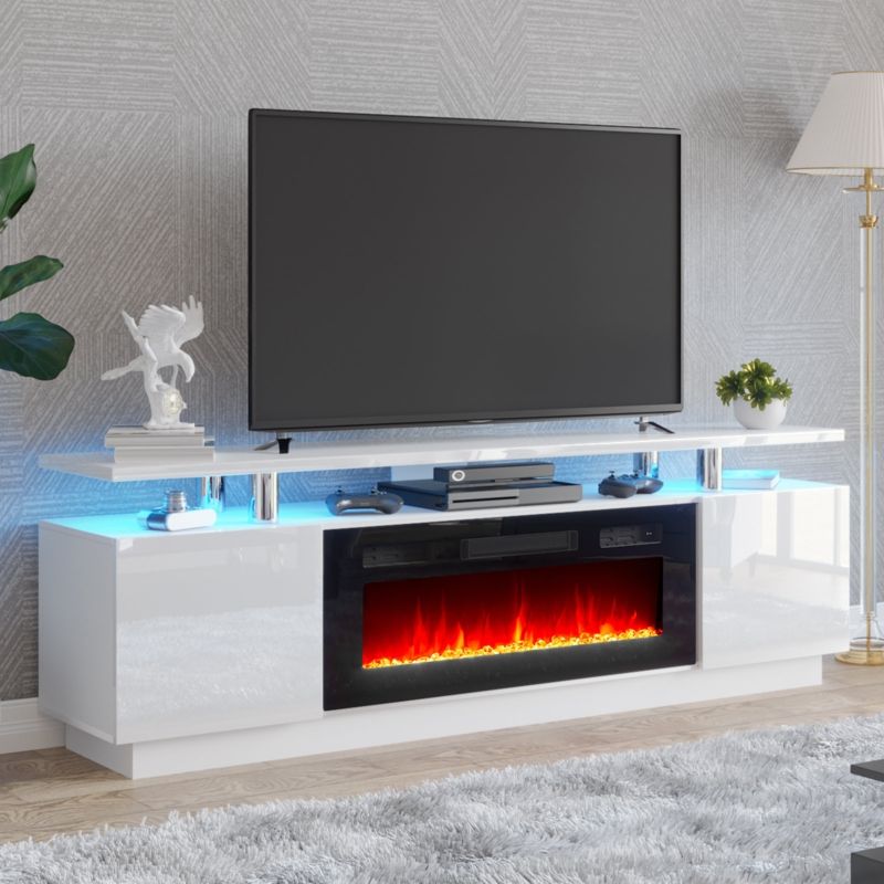White Modern Tv Stand – Foter With Regard To Modern Stands With Shelves (Photo 15 of 15)