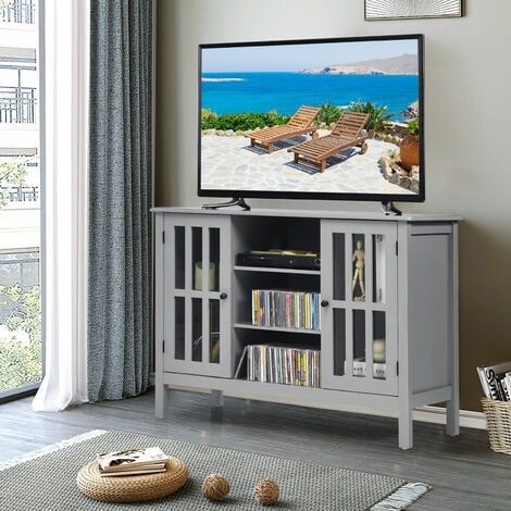 Wooden Tv Stand Cabinet 3 Tier Entertainment Center Multi Storage Cupboard  Unit In Entertainment Center With Storage Cabinet (Photo 15 of 15)