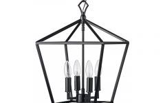15 Collection of Flat Black Lantern Chandeliers