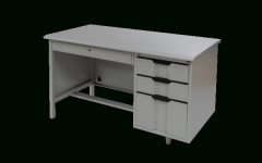 Gray Reversible Desks with Pedestal