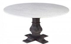 Thick White Marble Slab Dining Tables with Weathered Grey Finish