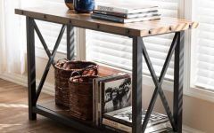 Gray Wood Black Steel Console Tables
