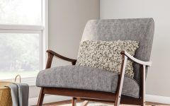 Granite Grey Fabric Mid Century Wooden Rocking Chairs