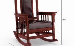 Dark Oak Wooden Padded Faux Leather Rocking Chairs