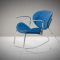 Modern Blue Fabric Rocking Arm Chairs