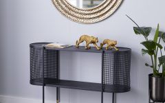 Glass and Gold Oval Console Tables