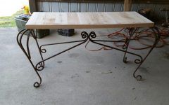 Oval Aged Black Iron Console Tables