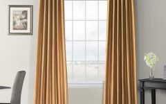 Flax Gold Vintage Faux Textured Silk Single Curtain Panels