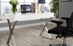 2024 Latest White Wood and Gold Metal Office Desks