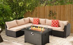 Fire Pit Table Wicker Sectional Sofa Set