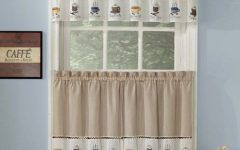 Coffee Embroidered Kitchen Curtain Tier Sets