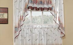 2024 Latest Floral Lace Rod Pocket Kitchen Curtain Valance and Tiers Sets