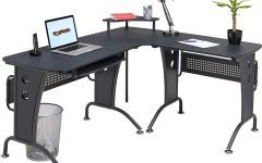 2024 Latest Matte Black Corner Desks with Keyboard Shelf