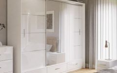 White Wardrobes with Drawers and Mirror