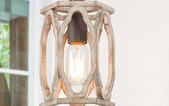 Brown Wood Lantern Chandeliers