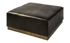 15 Collection of Black Leather Wrapped Ottomans