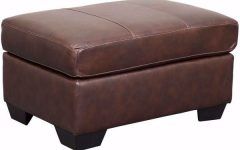 15 Collection of Brown Leather Ottomans