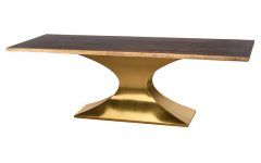 2024 Latest Dining Tables in Seared Oak with Brass Detail