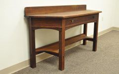 Metal and Mission Oak Console Tables