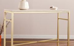 Faux White Marble and Metal Console Tables