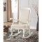 Wooden Rocking Chairs with Fabric Upholstered Cushions, White
