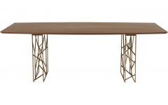 Walnut and Gold Rectangular Console Tables