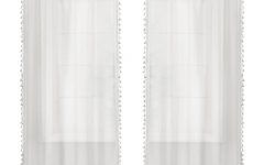Tassels Applique Sheer Rod Pocket Top Curtain Panel Pairs