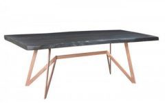 Black Top  Large Dining Tables with Metal Base Copper Finish