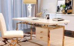 2024 Latest White and Gold Writing Desks