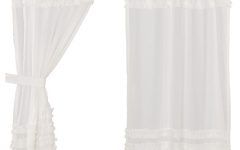 Rod Pocket Cotton Solid Color Ruched Ruffle Kitchen Curtains