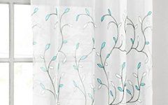 Wavy Leaves Embroidered Sheer Extra Wide Grommet Curtain Panels
